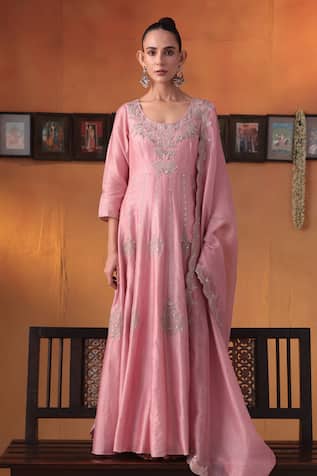 Ekru Raag-e-noor Anarkali Kurta Set 