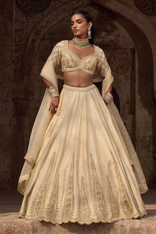 Kritika Dawar Ivory Silk Embroidered Lehenga Set 