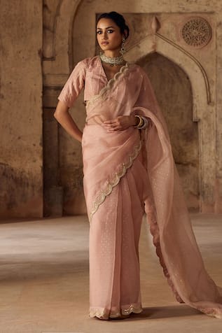 Kritika Dawar Hand Block Printed Organza Saree Set 