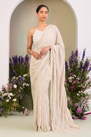 Sue Mue Embroidered Pure Georgette Saree Set 