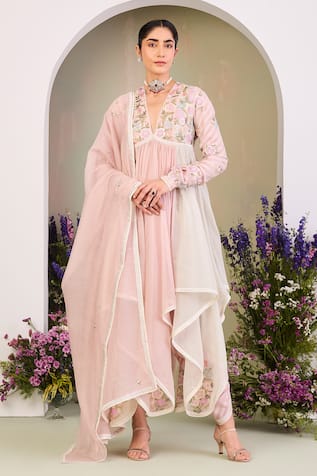 Sue Mue Floral Embroidered Anarkali Set 