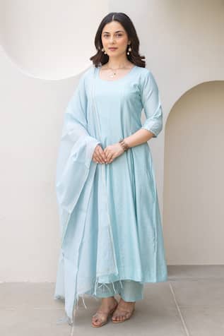 ASRUMO Powder Blue Chanderi Anarkali Set 