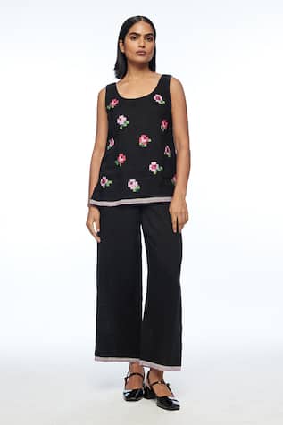 Payal Pratap Bishopli Elasticated Black Pant 