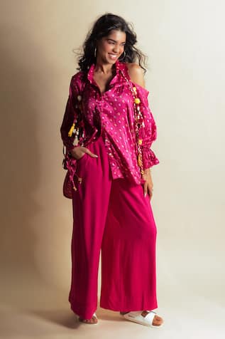 Style Junkiie Peek-A-Pink Bandhini Shirt 