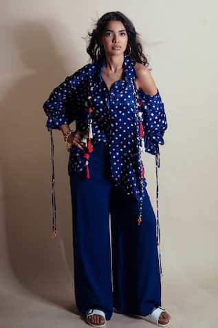 Style Junkiie Cobalt Blue Flared Pant 
