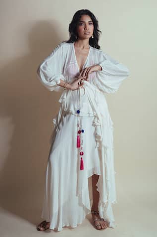 Style Junkiie Vanilla Cascade Ruffle Duster 
