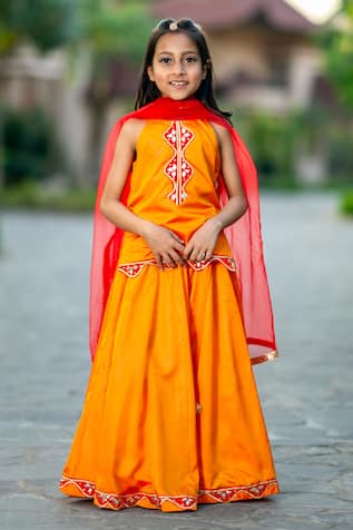 YUVRAANI JAIPUR Mustard Yellow Silk Lehenga Set 