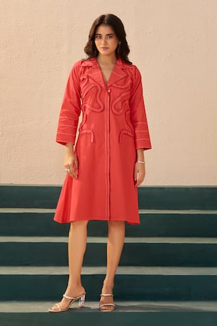 Savaaya Poppy Orange Midi Dress 