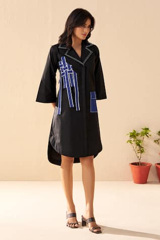 Savaaya Dewdrop Black & Blue Designer Dress 
