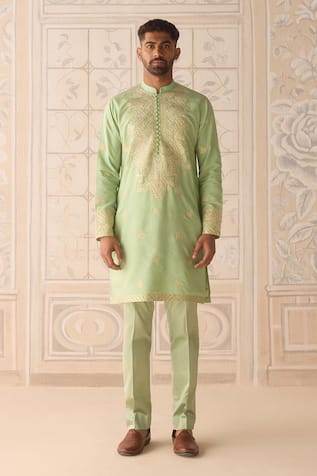 Shyam Narayan Prasad Embroidered Reed Green Kurta Set 