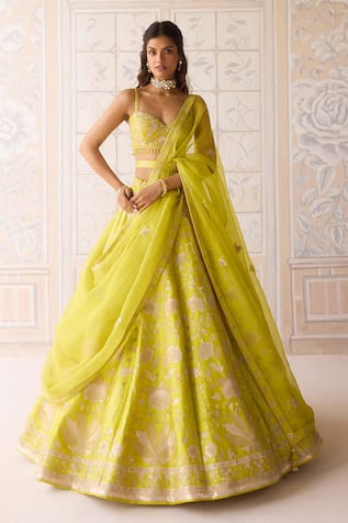 Shyam Narayan Prasad Spring Green Embroidered Lehenga Set 