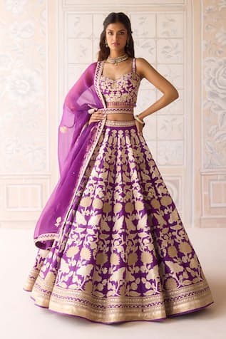 Shyam Narayan Prasad Phlox Purple Embroidered Lehenga Set 
