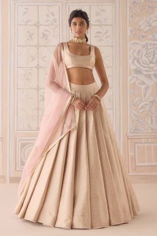 Shyam Narayan Prasad Pearl Pink Brocade Lehenga Set 