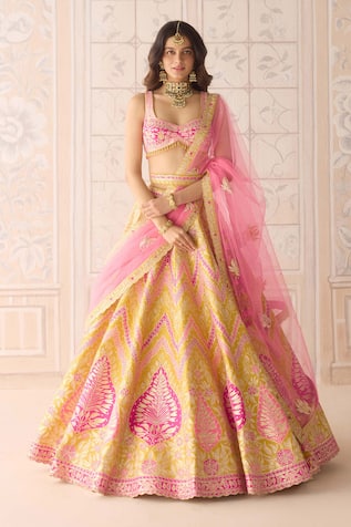 Shyam Narayan Prasad Freesia Yellow Embroidered Lehenga Set 