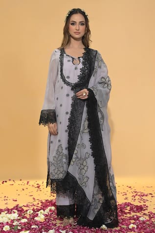 Rachit Khanna Lavender Organza Straight Kurta Set 