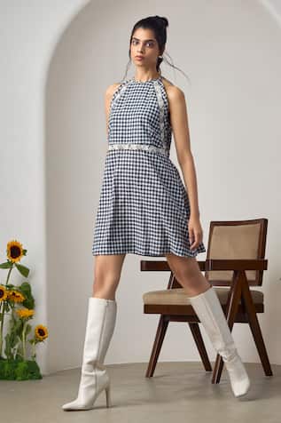 Maisolos Black & White Gingham Designer Dress 