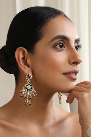 SWABHIMANN Multicolour Polki Dangler Earrings 