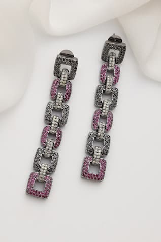 SWABHIMANN Multicolour Zirconia Dangler Earrings 