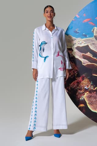 Nautanky Lagoon Lover White Pant Set 