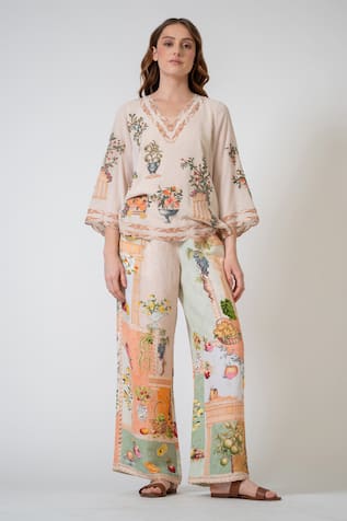 RANNA GILL Celina Floral Beige Top 