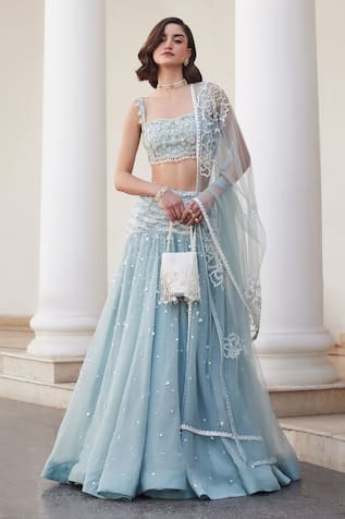 Label Sanya Gulati Powder Blue Embellished Lehenga Set 