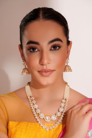 ZEVAR BY GEETA Gold Kundan Polki Necklace & Earring Set 