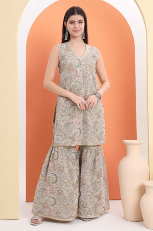 MINIME ORGANICS Pista Green Embroidered Kurta Set