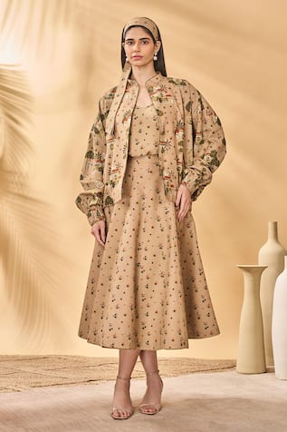 Masaba Beige Miniature Dreams Bomber Jacket Set 