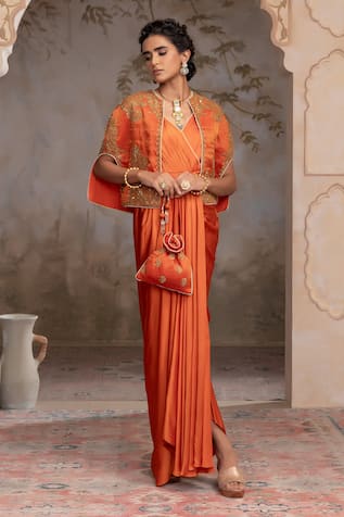 Adi By Aditya Khandelwl Burnt Orange Hand Embroidered Kurta Set 