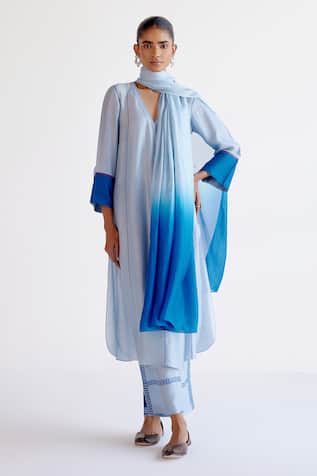 Devnaagri Light Blue Jacket Kurta Set 