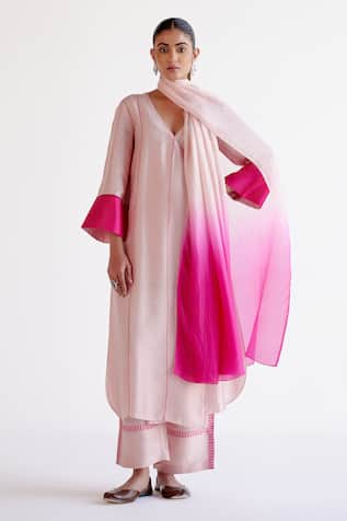 Devnaagri Blush Pink Kurta Set With Dupatta 