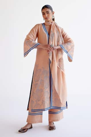 Devnaagri Caramel Brown Printed Kurta Set 