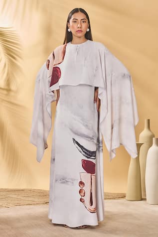 Masaba Moon & Mist Cape Kaftan