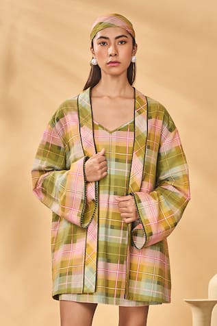 Masaba Holiday Home Pina Colada Checkered Jacket 
