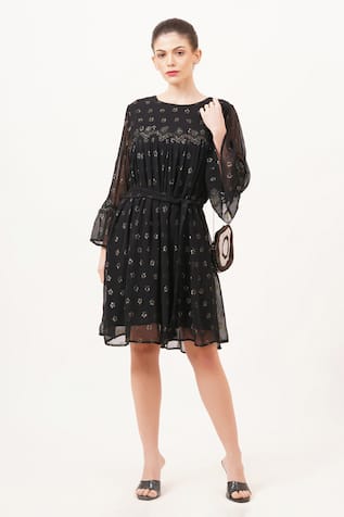Knee Length Black Glow Dress 