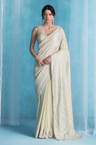 LASHKARAA Soft Green Designer Saree Set 