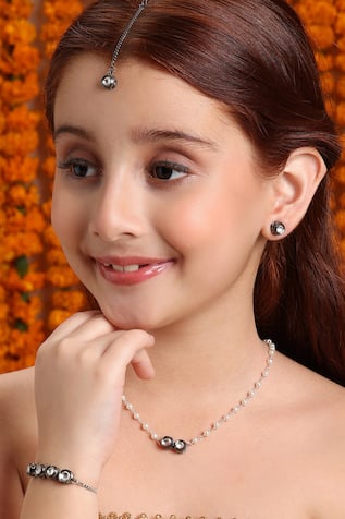 Ruby Raang Silver Plated Kundan Jewellery Set 