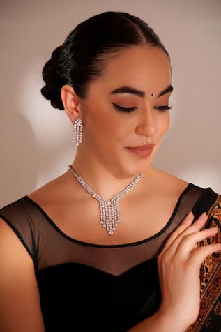 ZEVAR BY GEETA Designer Faux Diamond Jewellery Set 