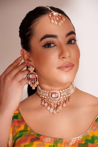 ZEVAR BY GEETA Kundan Polki Designer Jewellery Set 