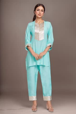 Cotton Silk Gota Work Kurta & Pant Set 
