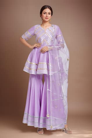 Gota Striped Kurta Gharara Set 