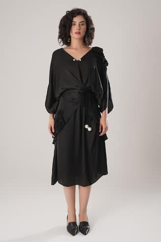 ATBW Designer Black Modal Satin Kaftan 