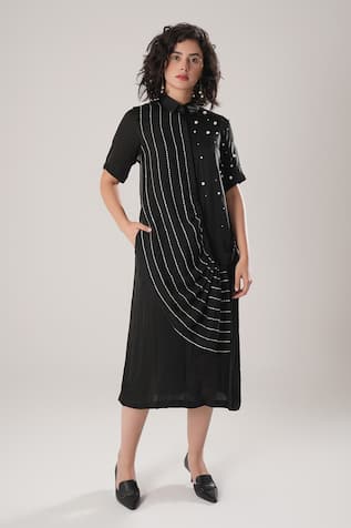 ATBW Black Modal Satin Designer Dress 