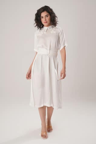 ATBW White Modal Satin Designer Dress 