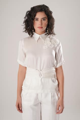 ATBW White Modal Satin Designer Shirt 