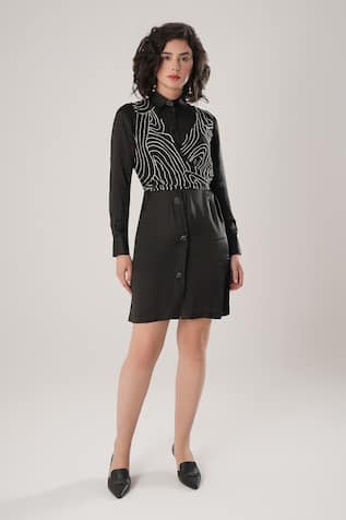 ATBW Black Designer Modal Satin Dress 