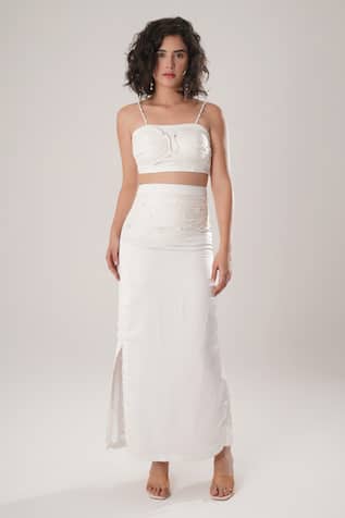 ATBW White Modal Satin Crop Top 