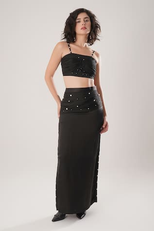 ATBW Black Modal Satin Skirt 