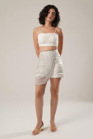 ATBW White Modal Satin Skort Set 