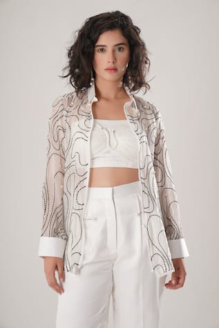 ATBW White Embroidered Designer Shirt 
